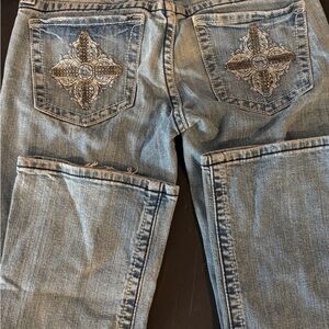 Miss Me Blue Boot Cut Jeans with Embellished Pockets